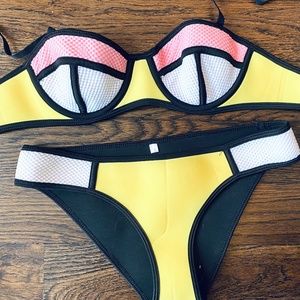 Triangl Neoprene Yellow/Pink Color Block Bikini